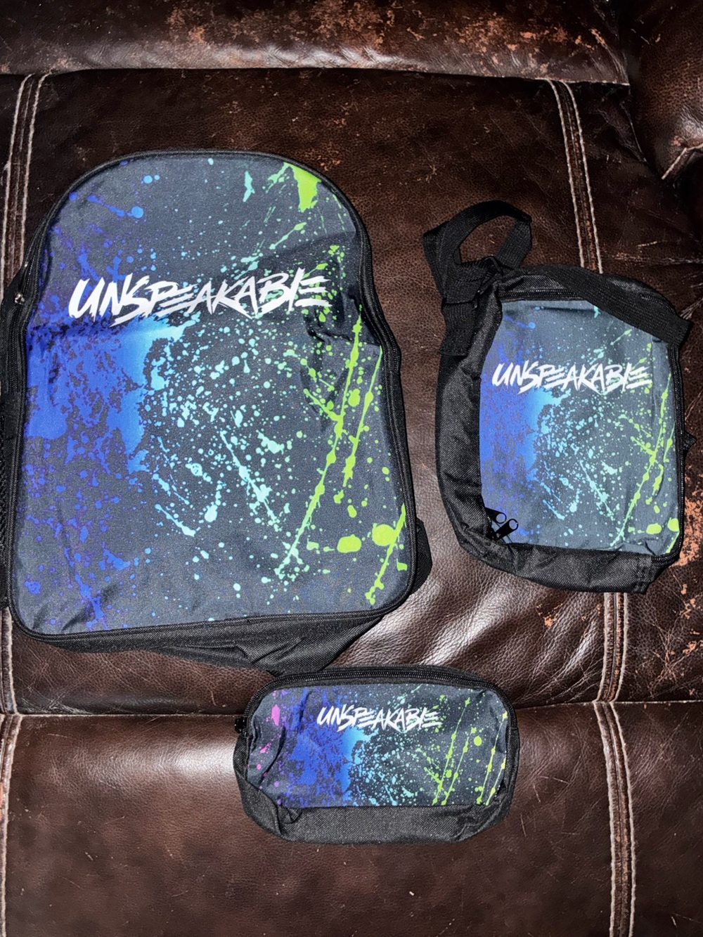NWOT 3 Piece Unspeakable Backpack, Lunch Box and Pencil Pouch!
